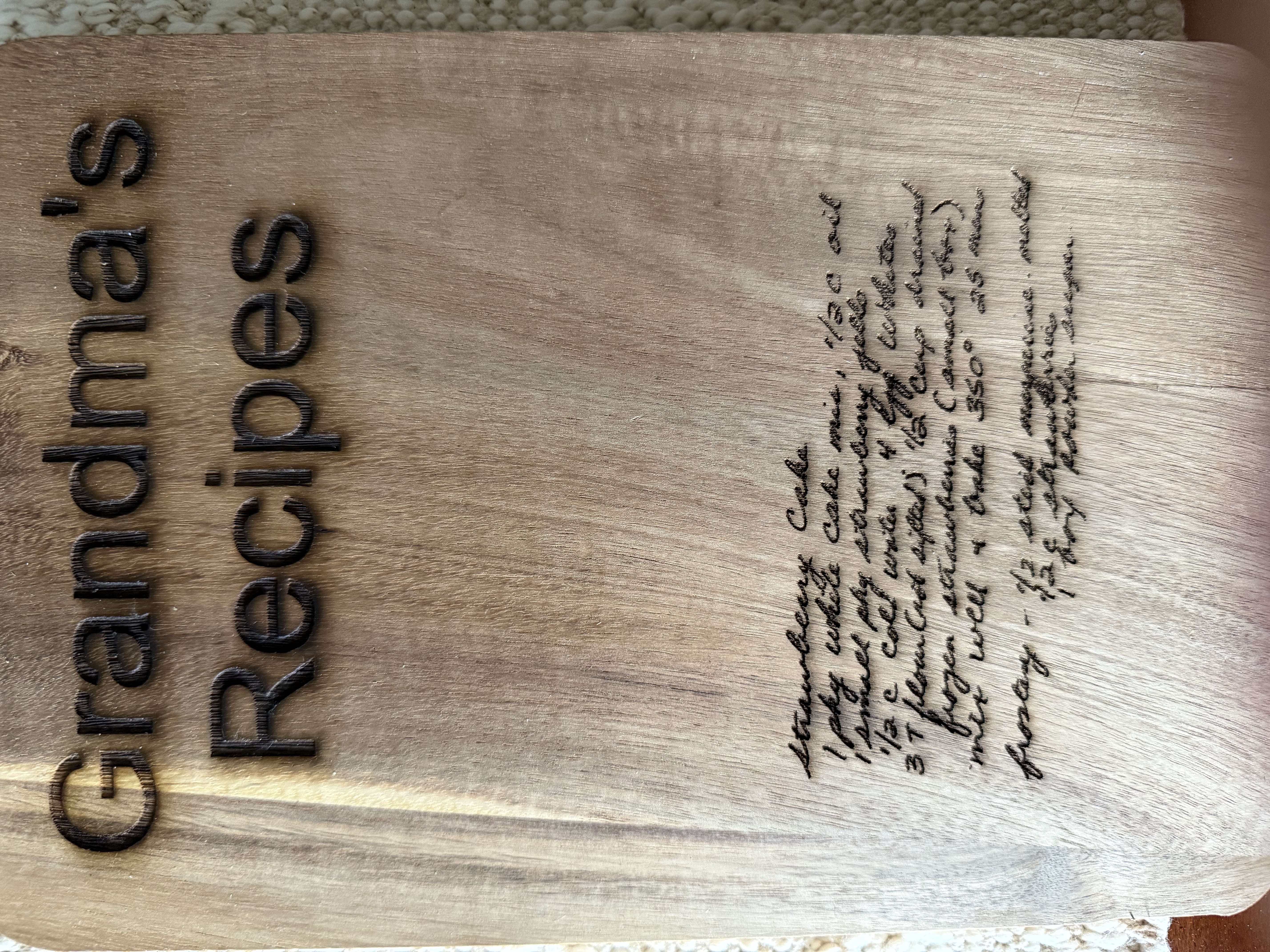 Grandma's Recipes Engraved Cutting Board