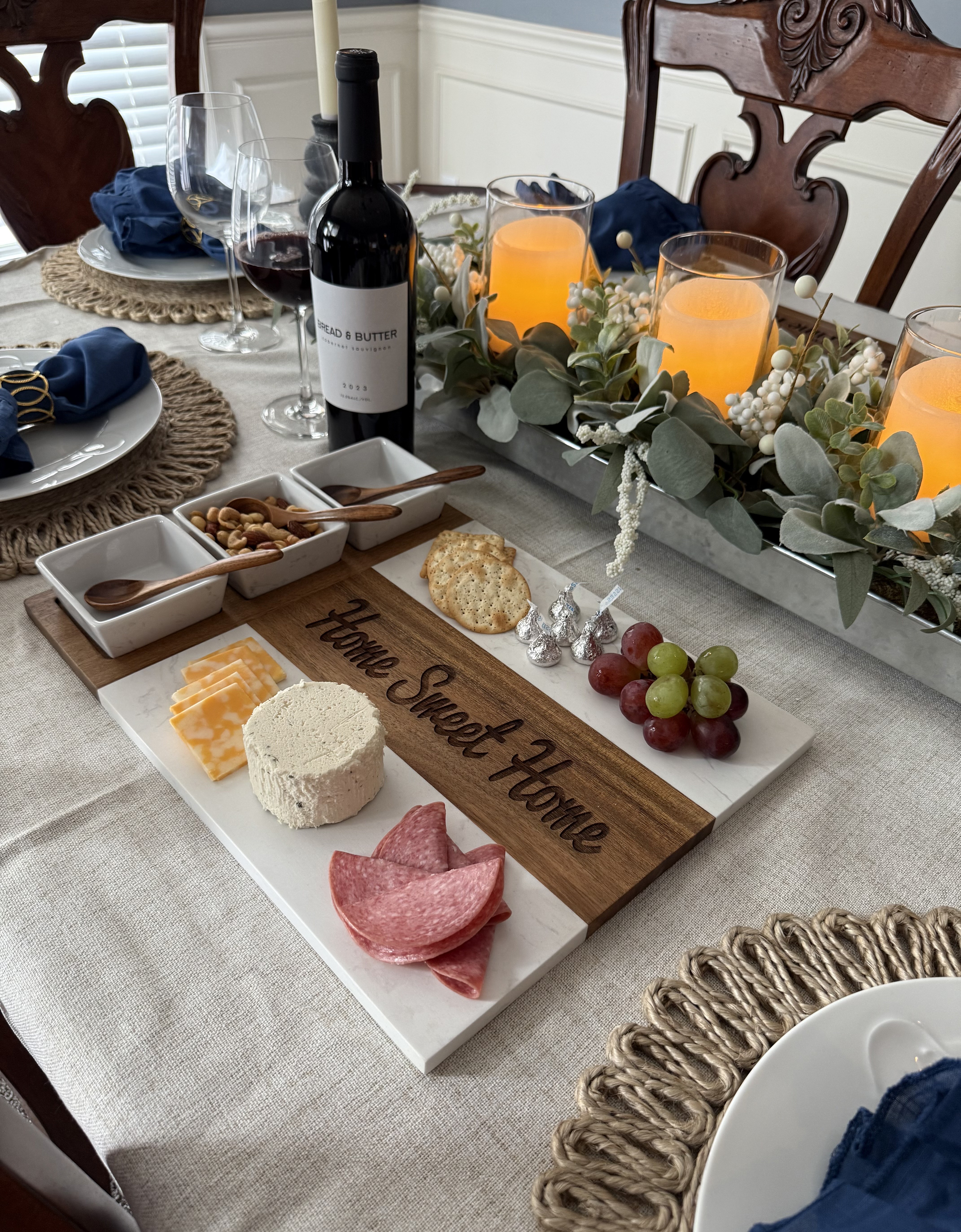 Large Charcuterie Board Set w/bowls, spoons and utensils