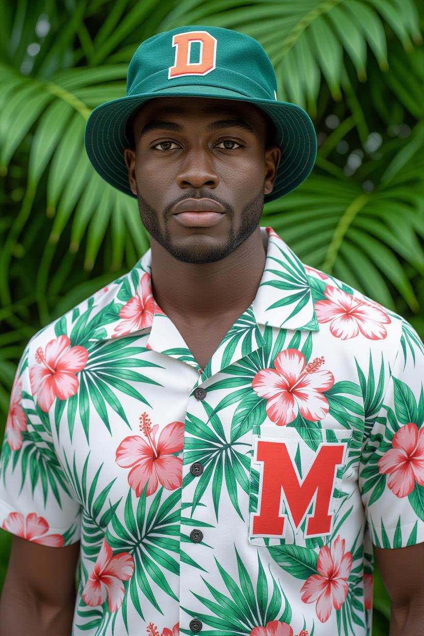 Tropical Floral Print M, Drunkle Mike Shirt - kLe