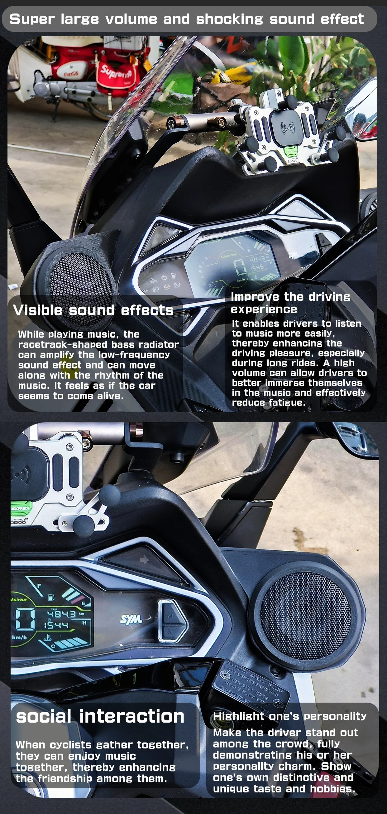 SYM CRUISYM 250/300/400 Premium Waterproof Speaker 