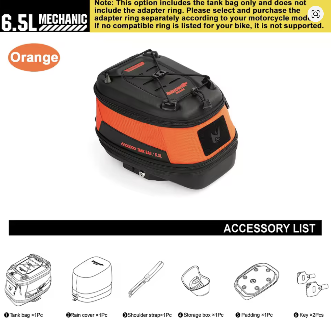 Rhinowalk 6.5L Magnetic Motorcycle Tank Bag