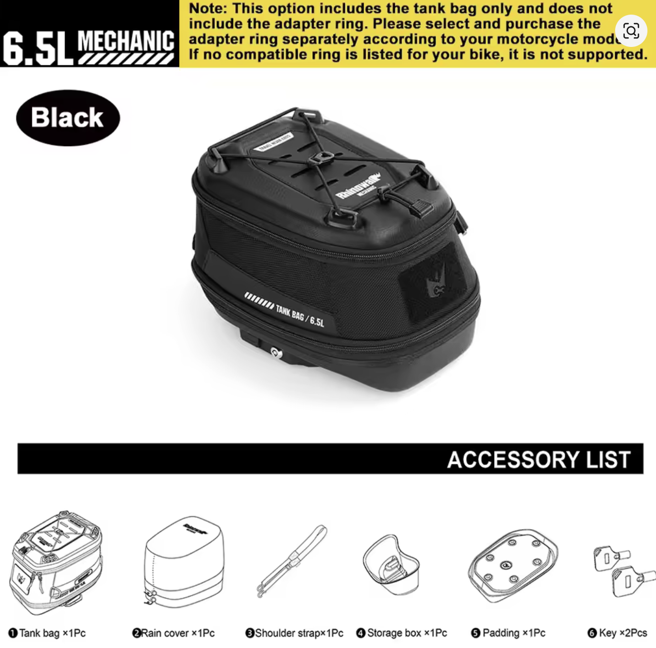 Rhinowalk 6.5L Magnetic Motorcycle Tank Bag