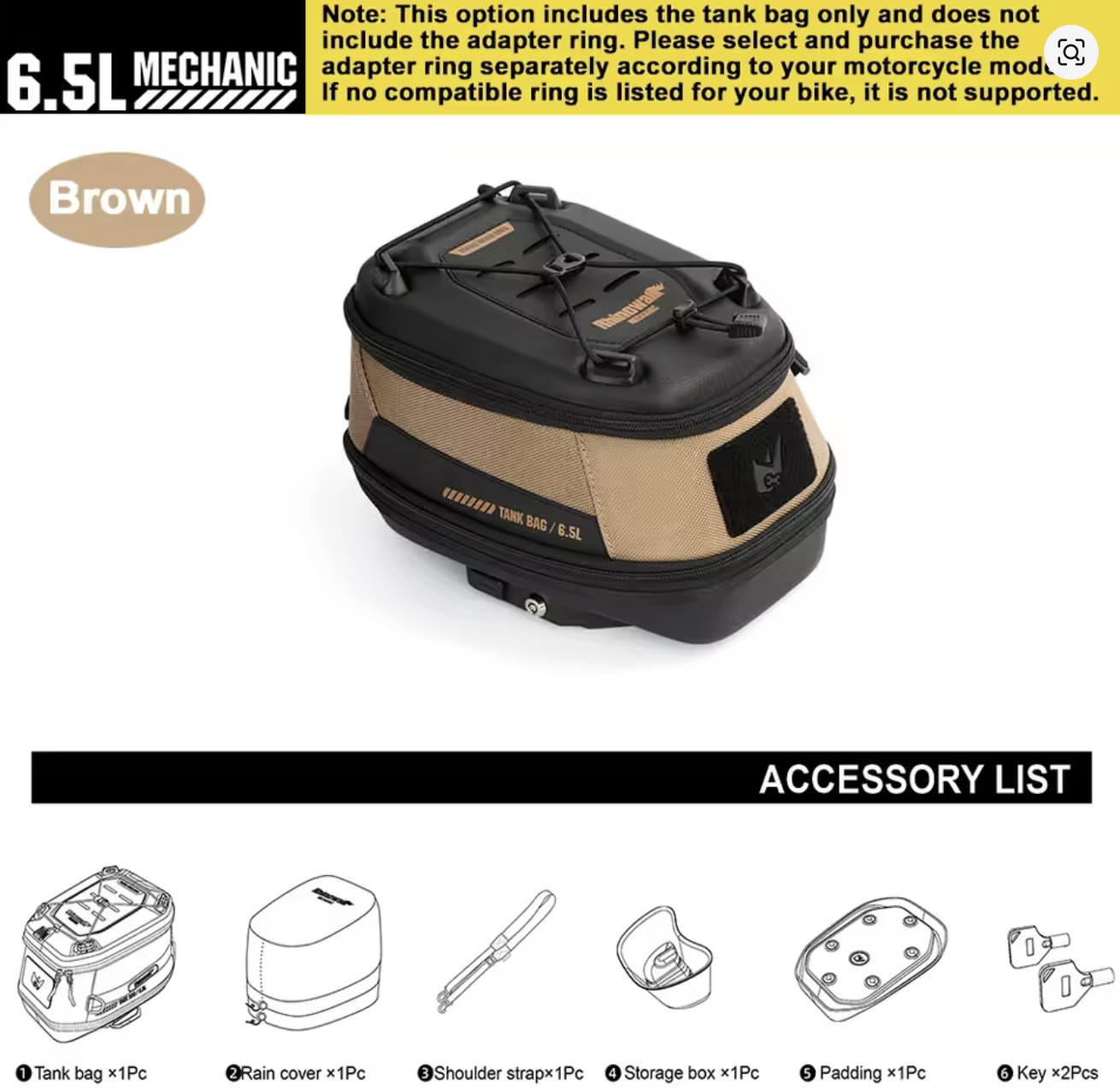 Rhinowalk 6.5L Magnetic Motorcycle Tank Bag