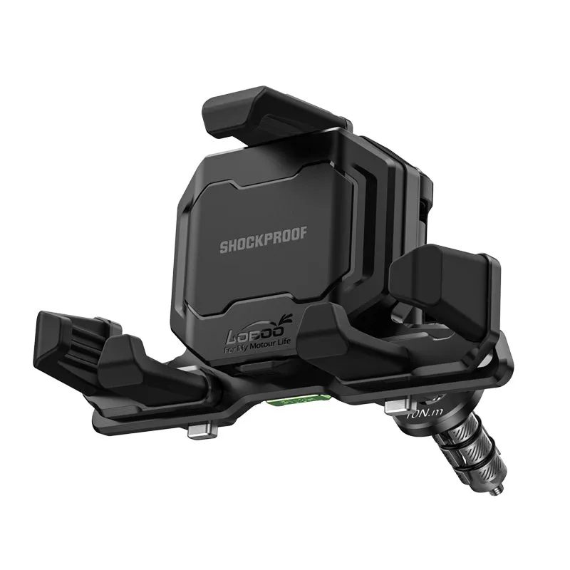 Phone Holder – Adv, Superbike & Scooter Magnetic Damping, Auto-Lock Holder with Wired & Wireless Fast Charging, 360° Rotation for Handlebar 22–32mm