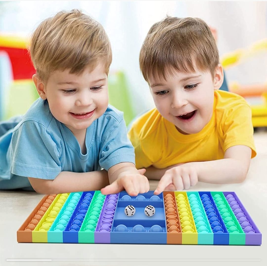 Rainbow Pop It Dice Board Game