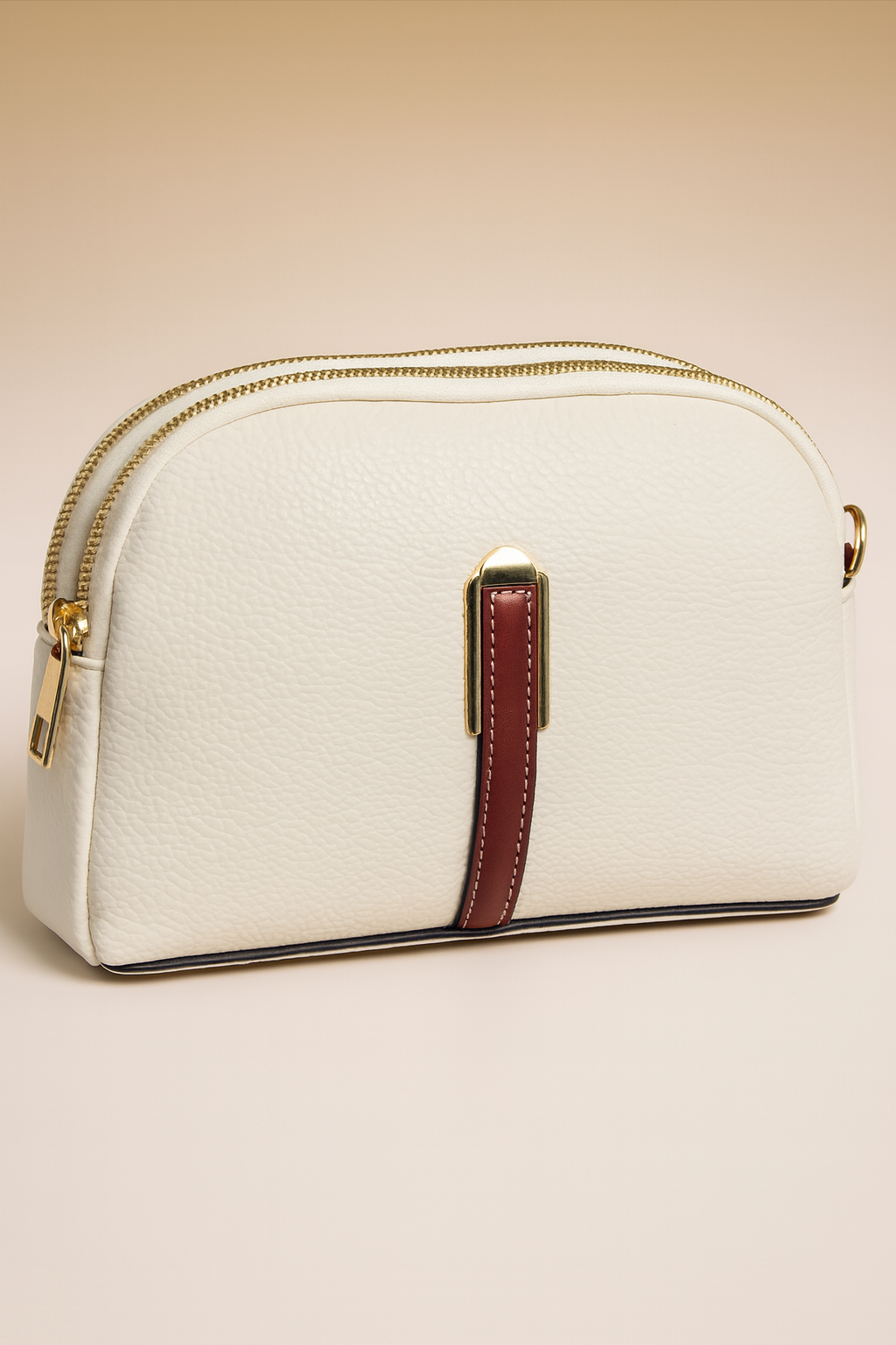 Elegant White Leather Cosmetic Bag - AM01431MB