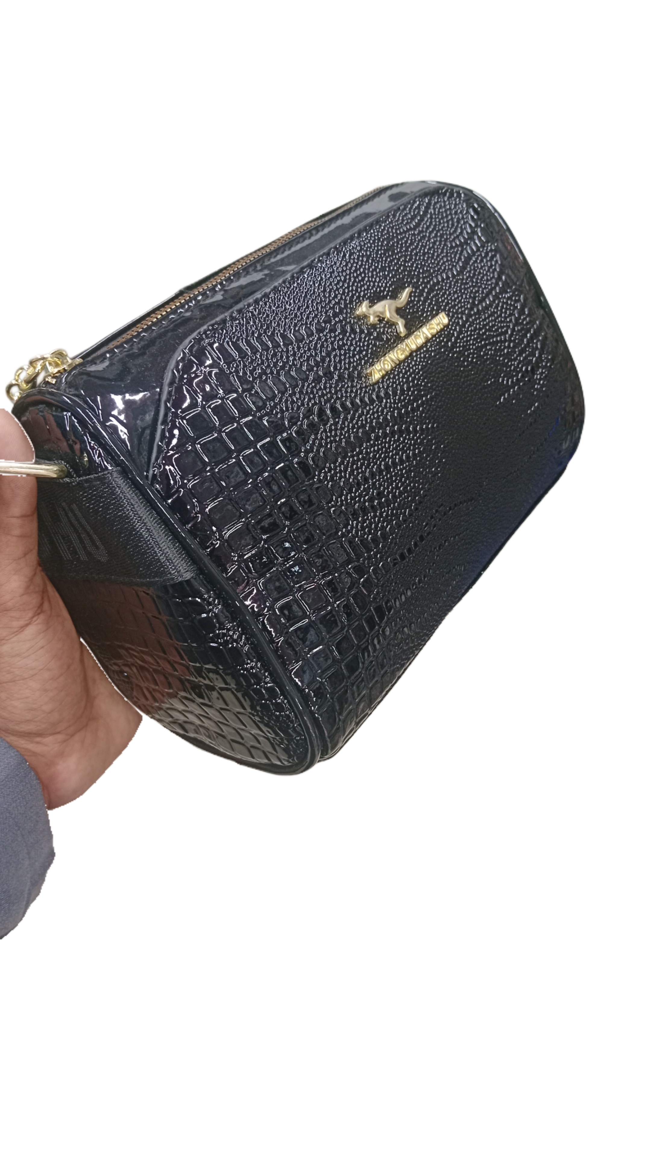 Black Crocodile Pattern Handbag