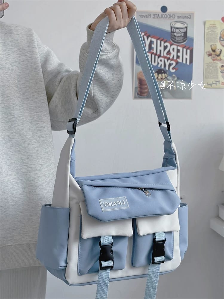 Blue and White Shoulder Bag - AM01405MB