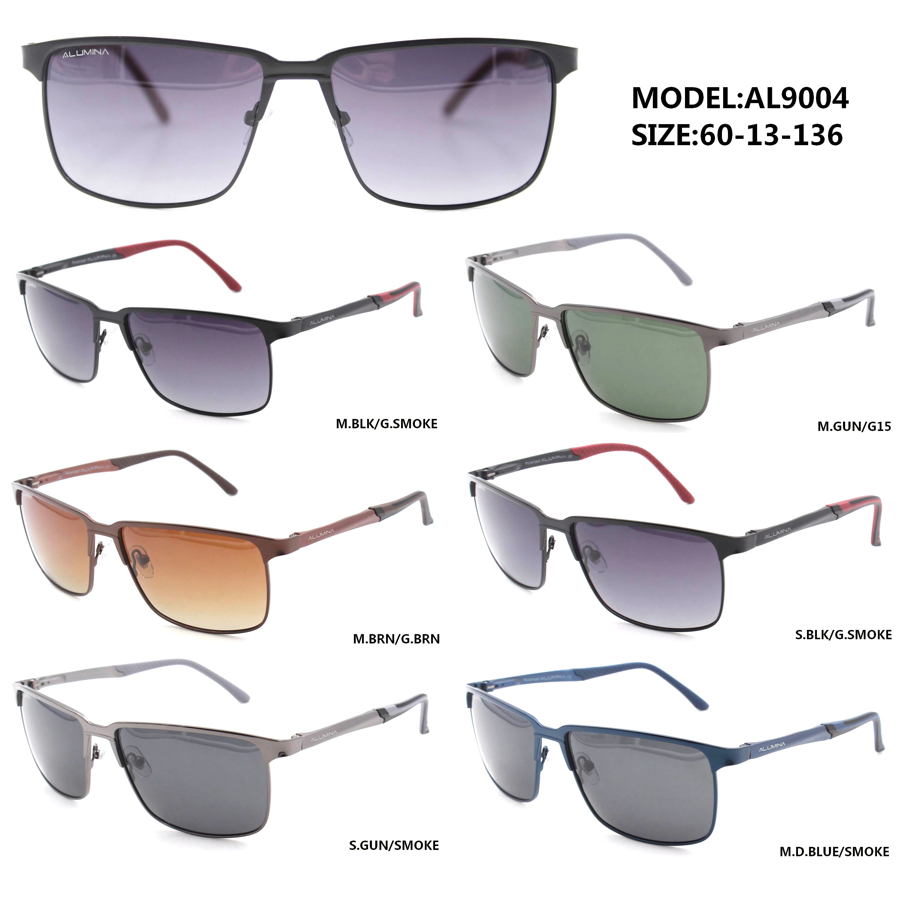Men’s Square Metal Frame Sunglasses AL9004