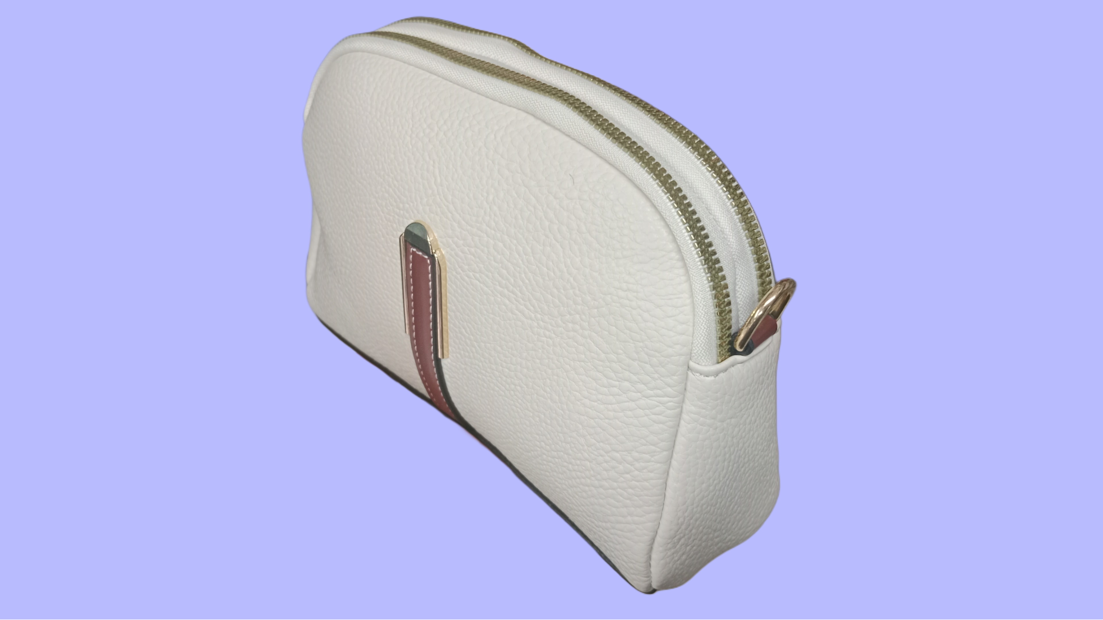 Elegant White Leather Cosmetic Bag