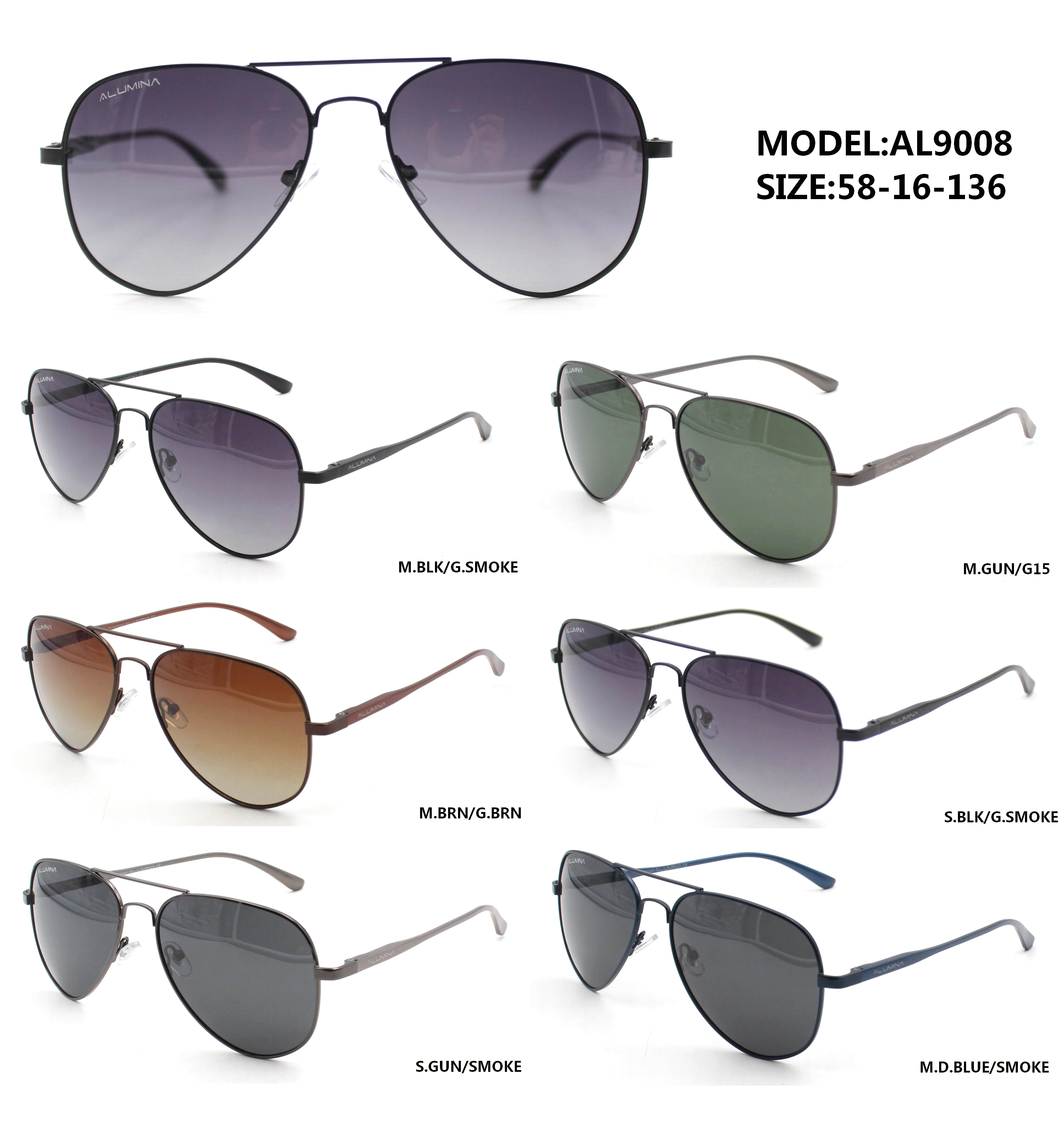 Aviator-Style Sunglasses AL9008