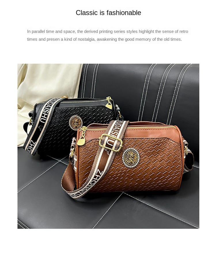 Woven Pattern Crossbody Bag - AM01420MB- (25 gram gold scheme)