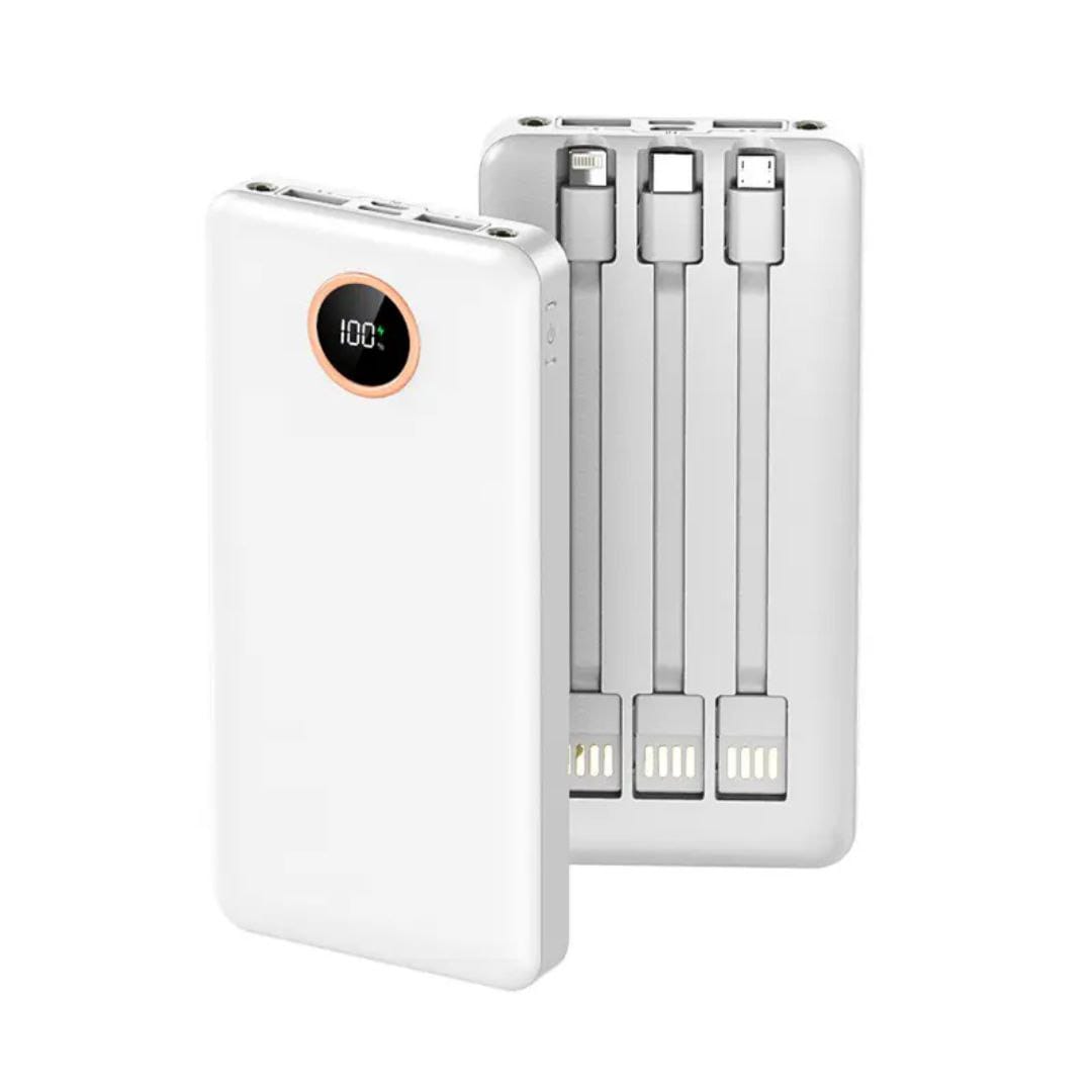 Portable Power Bank with Built-in Cables
