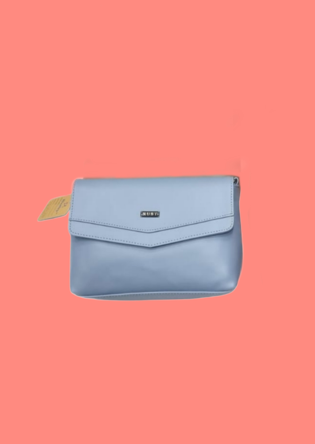 Light Blue Leather Clutch Bag