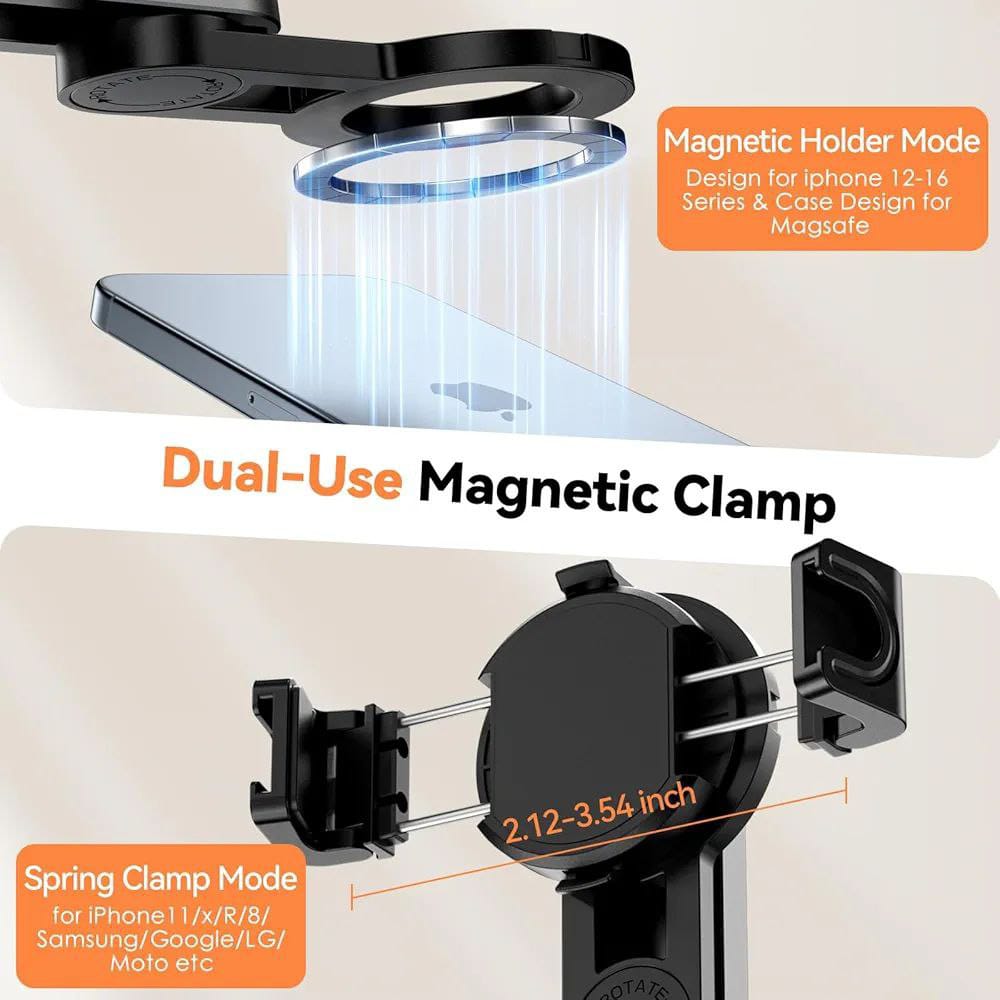 Dual-Use Magnetic Clamp Phone Holder