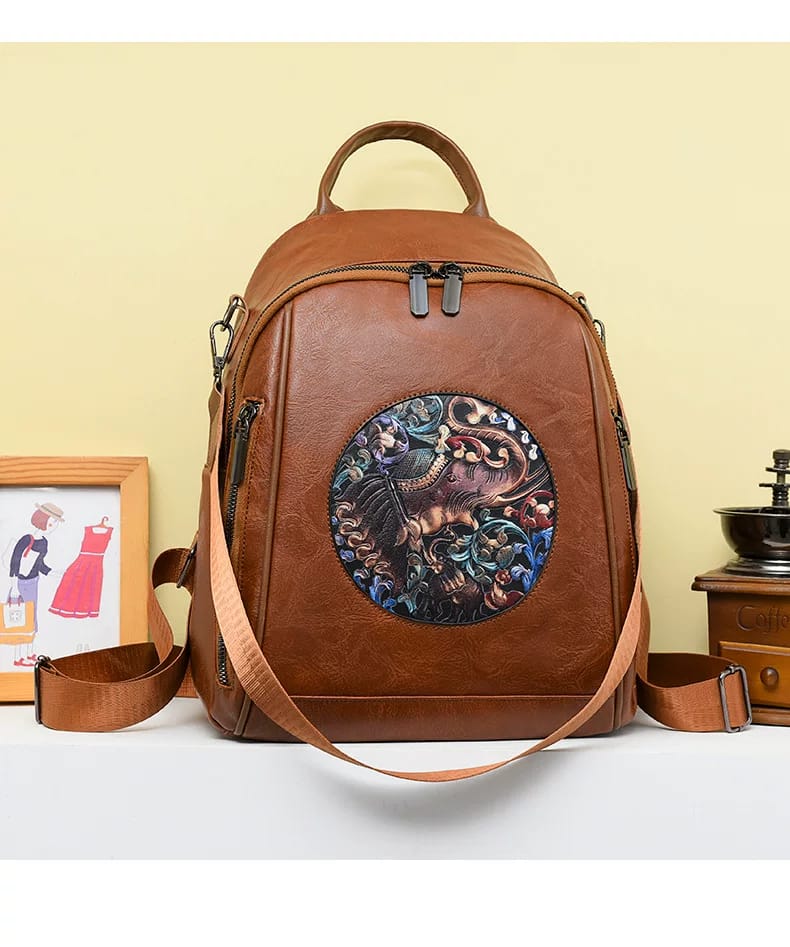 Vintage Leather Backpack- AM01434MB