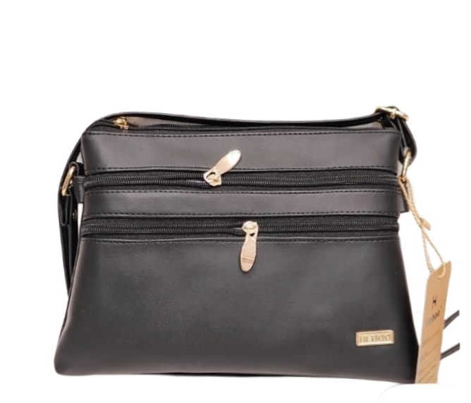 Black Faux Leather Shoulder Bag
