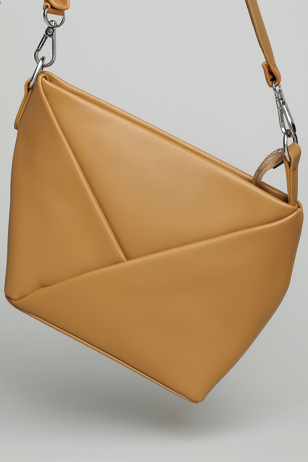 Geometric Tan Leather Shoulder Bag - AM01427MB (25 GRAM FREE GOLD SCHEME)