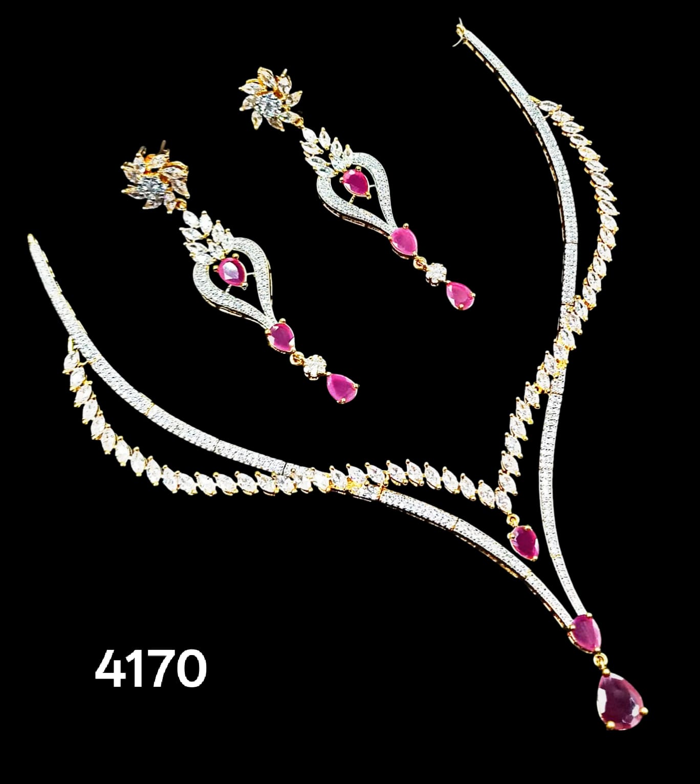 Elegant Crystal Jewelry Set - SA00840PB (1 BHK FLAT GIVE AWAY SCHEME)