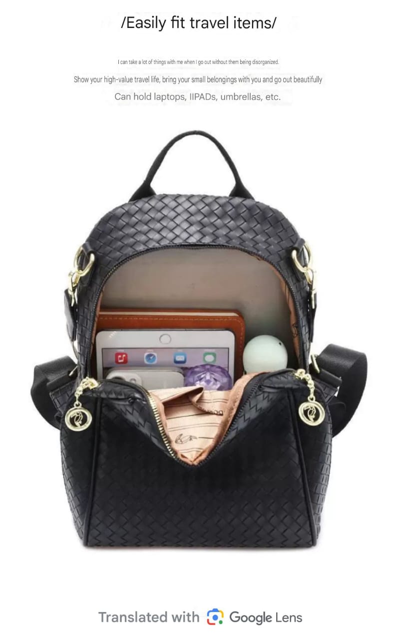 Fashion Woven Leather Backpack-AM01436MB