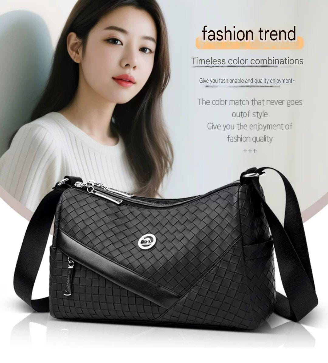 Woven Brown Shoulder Bag- AM01417MB
