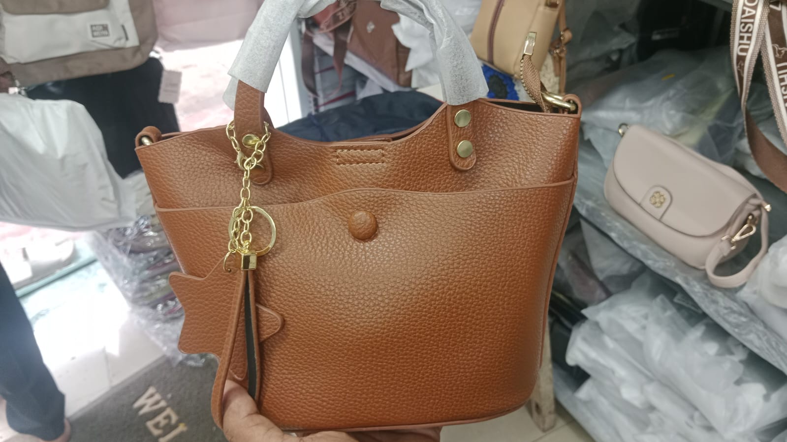 Brown Leather Handbag SMALL SIZE - AM01426MB