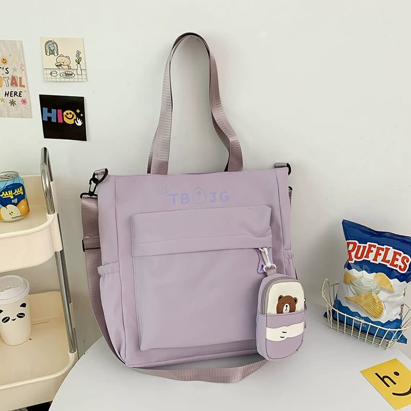 Beige Canvas Tote Bag -AM01408MB 