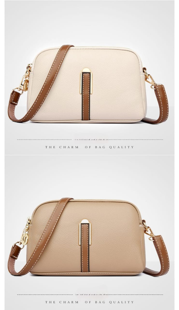 Beige Leather Crossbody Bag AM01410MB