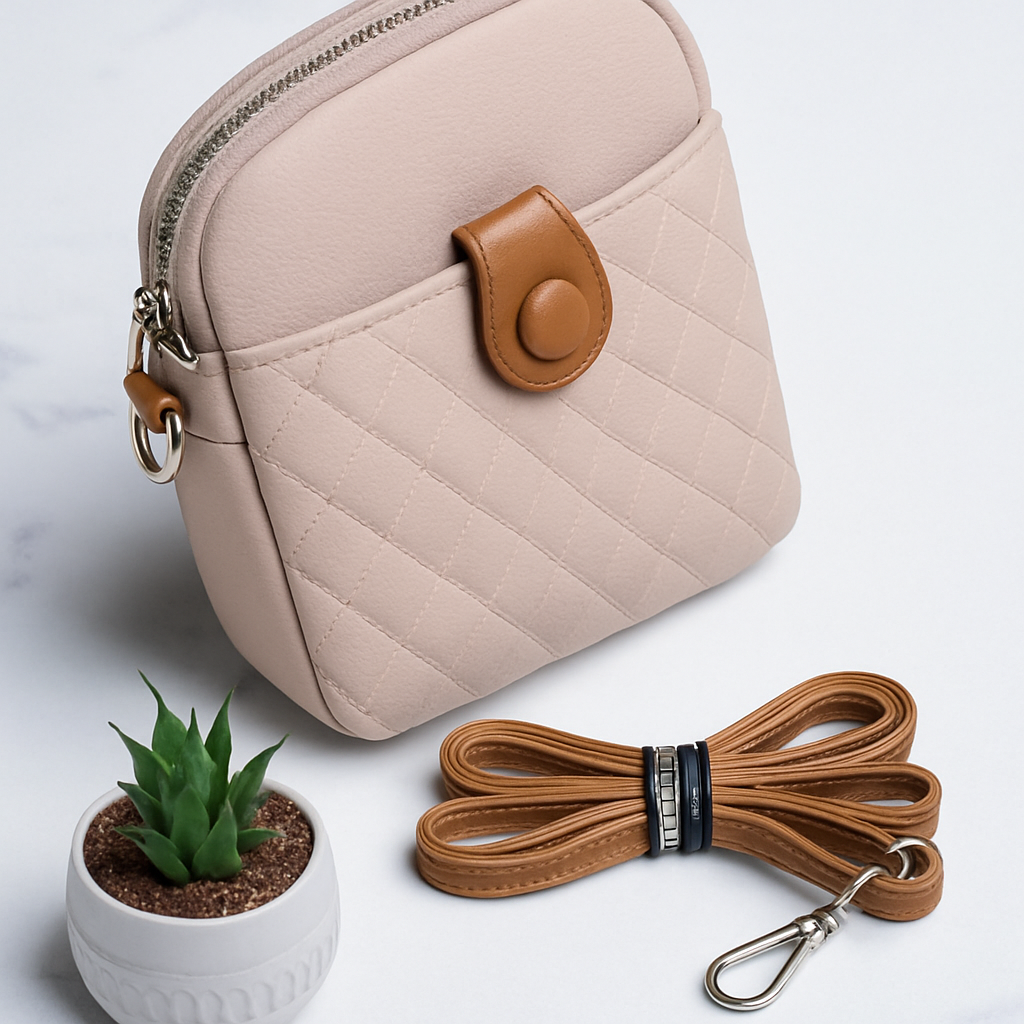 Burgundy Quilted Leather Crossbody Bag  - AM01416MB