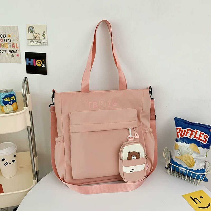 Beige Canvas Tote Bag -AM01408MB 