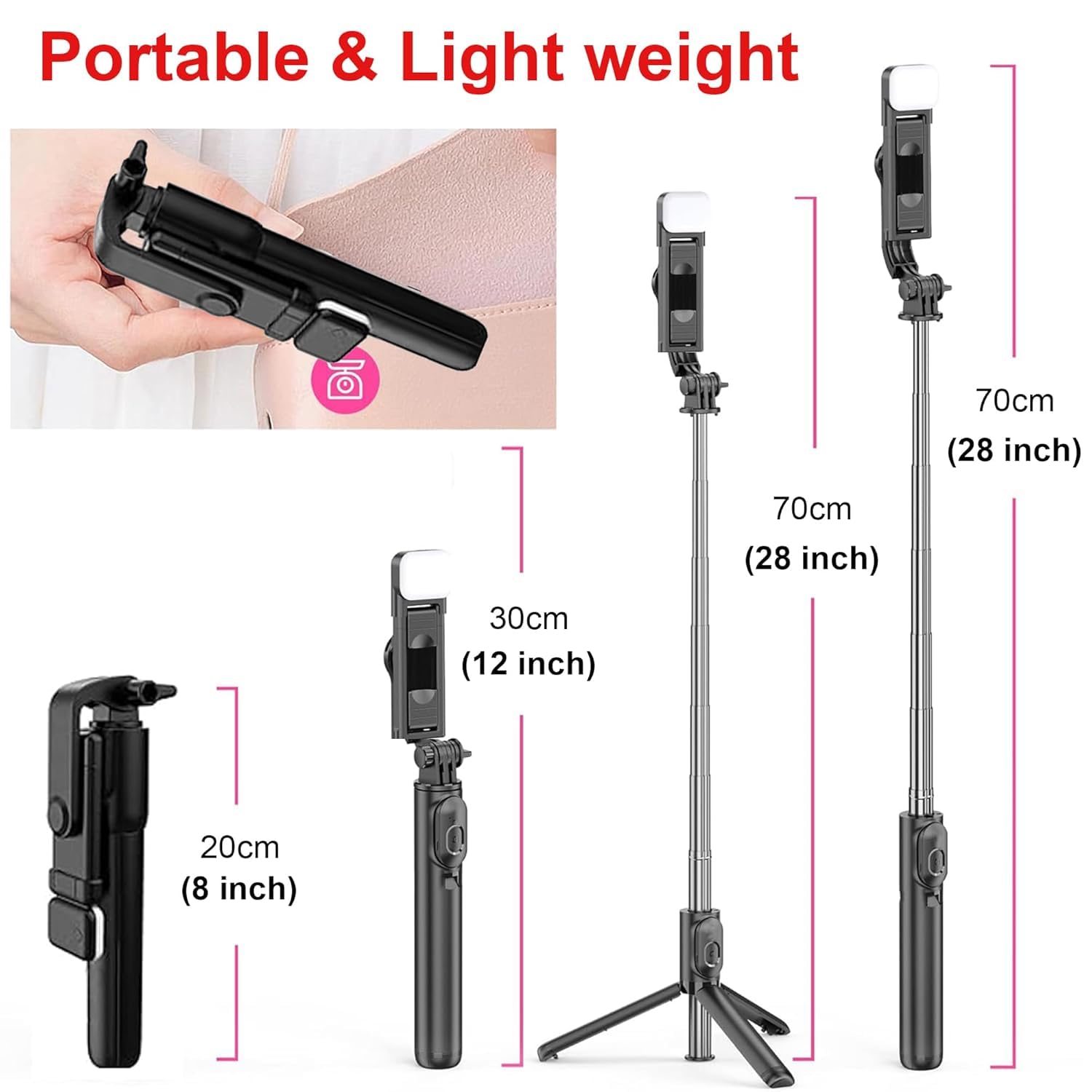 Flash Light Bluetooth Selfie Stick   SS00097TG
