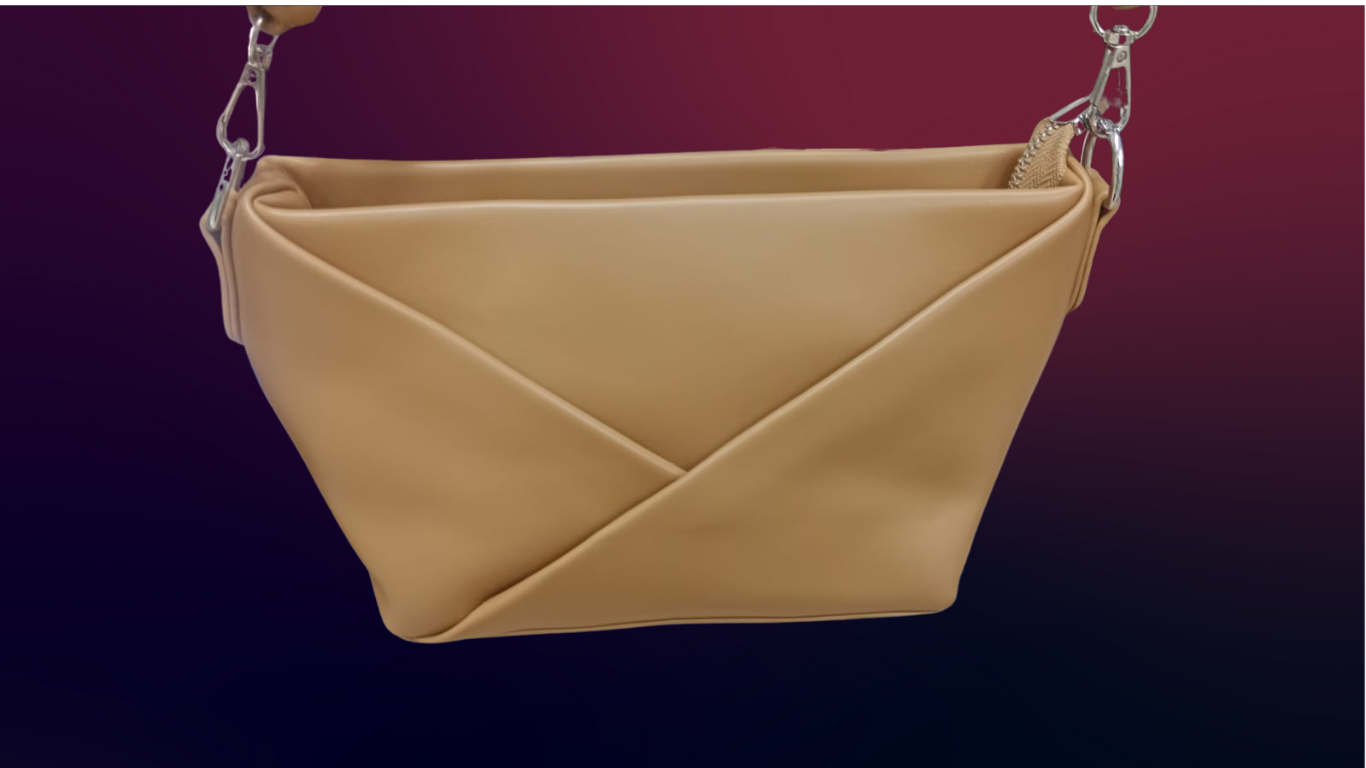 Geometric Tan Leather Shoulder Bag - AM01427MB (25 GRAM FREE GOLD SCHEME) 