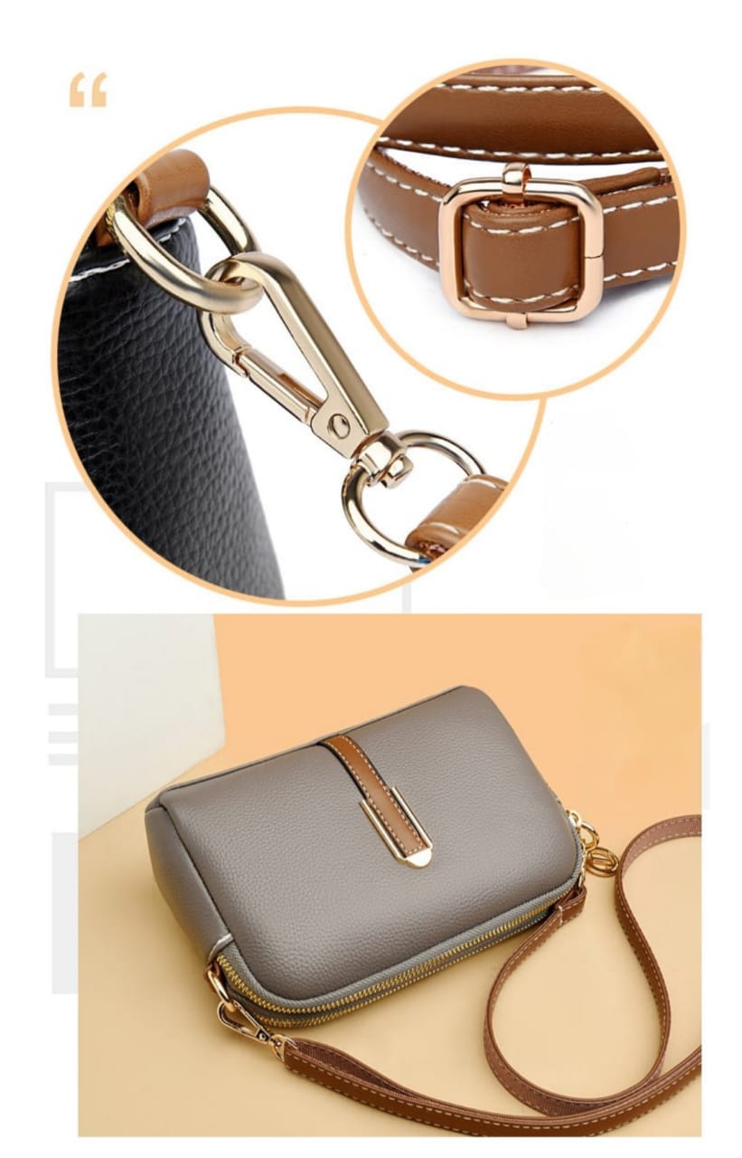 Beige Leather Crossbody Bag AM01410MB
