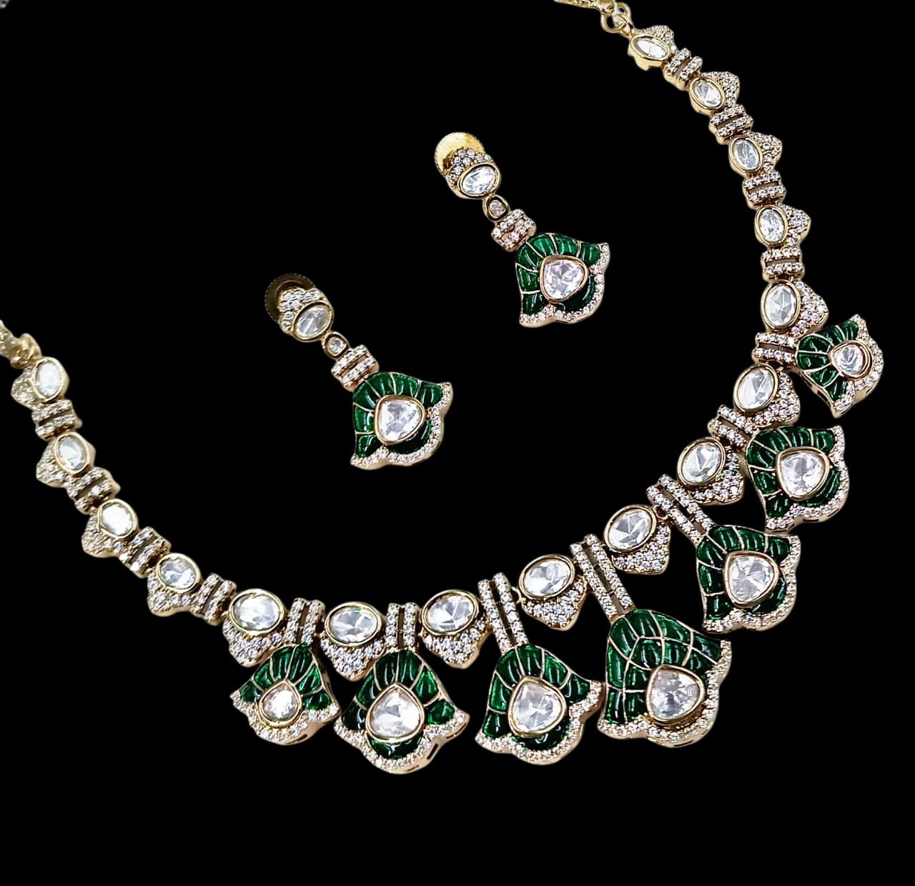 4276 MEHNDI POLISH KUNDAN SET  - SA00894PB