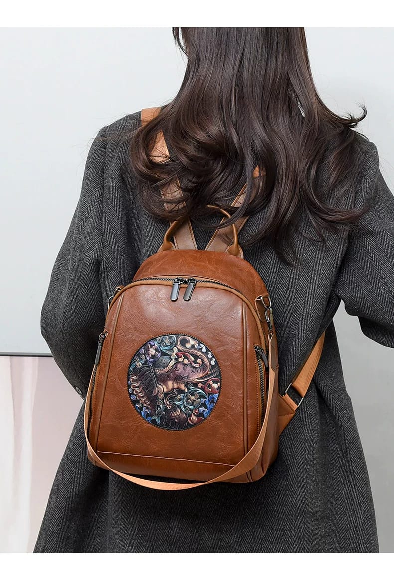 Vintage Leather Backpack- AM01434MB