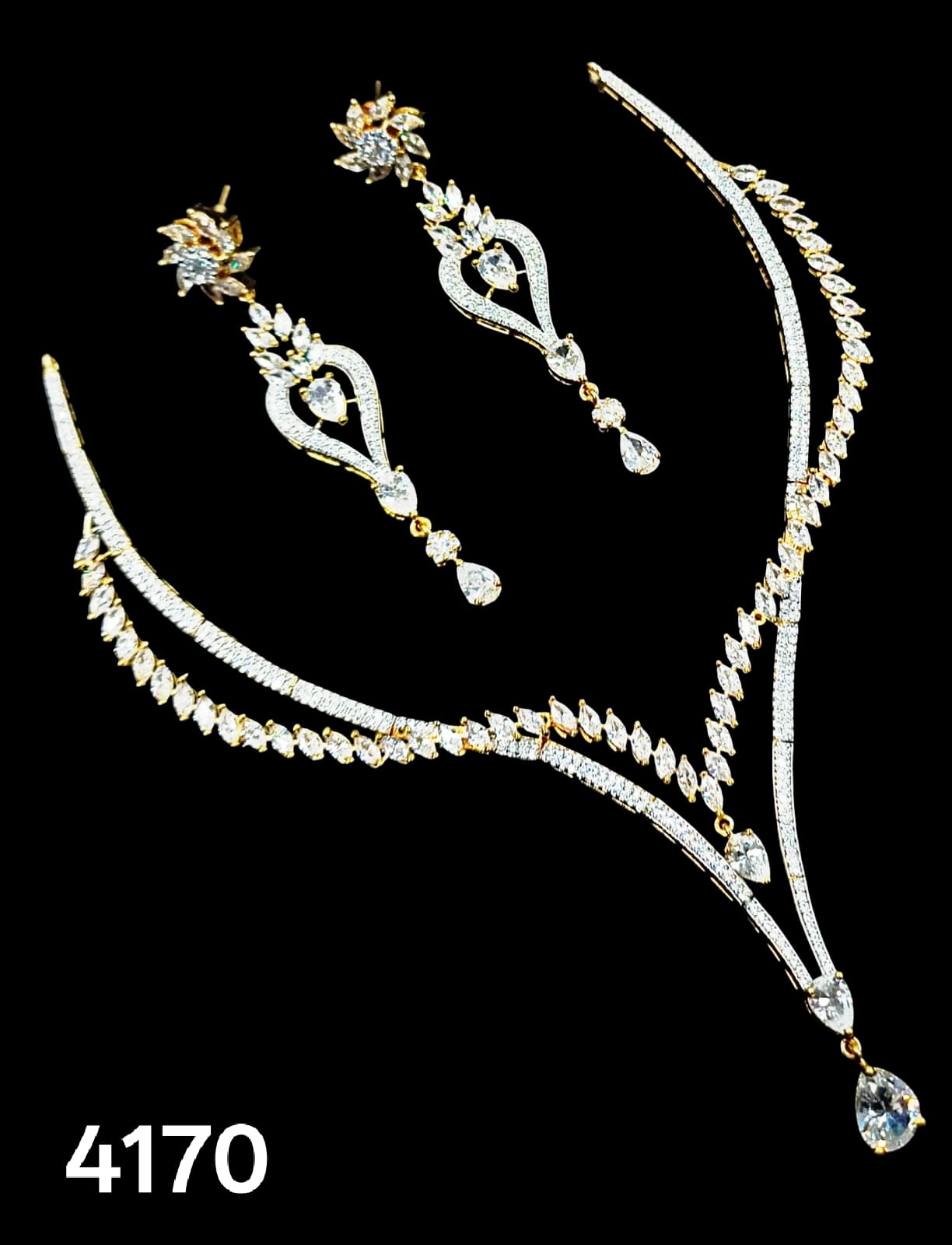 Elegant Crystal Jewelry Set - SA00840PB (1 BHK FLAT GIVE AWAY SCHEME)