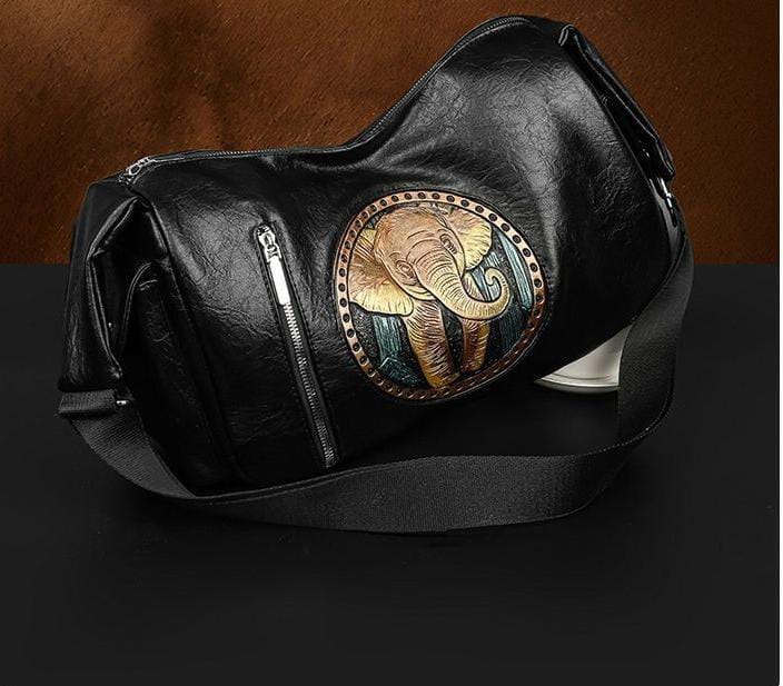 Elephant Patch Black Shoulder Bag - AM01402MB
