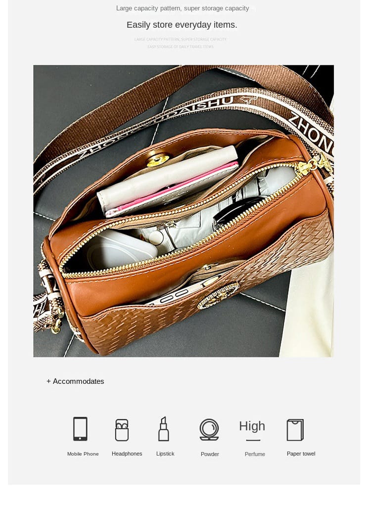 Woven Pattern Crossbody Bag - AM01420MB- (25 gram gold scheme)