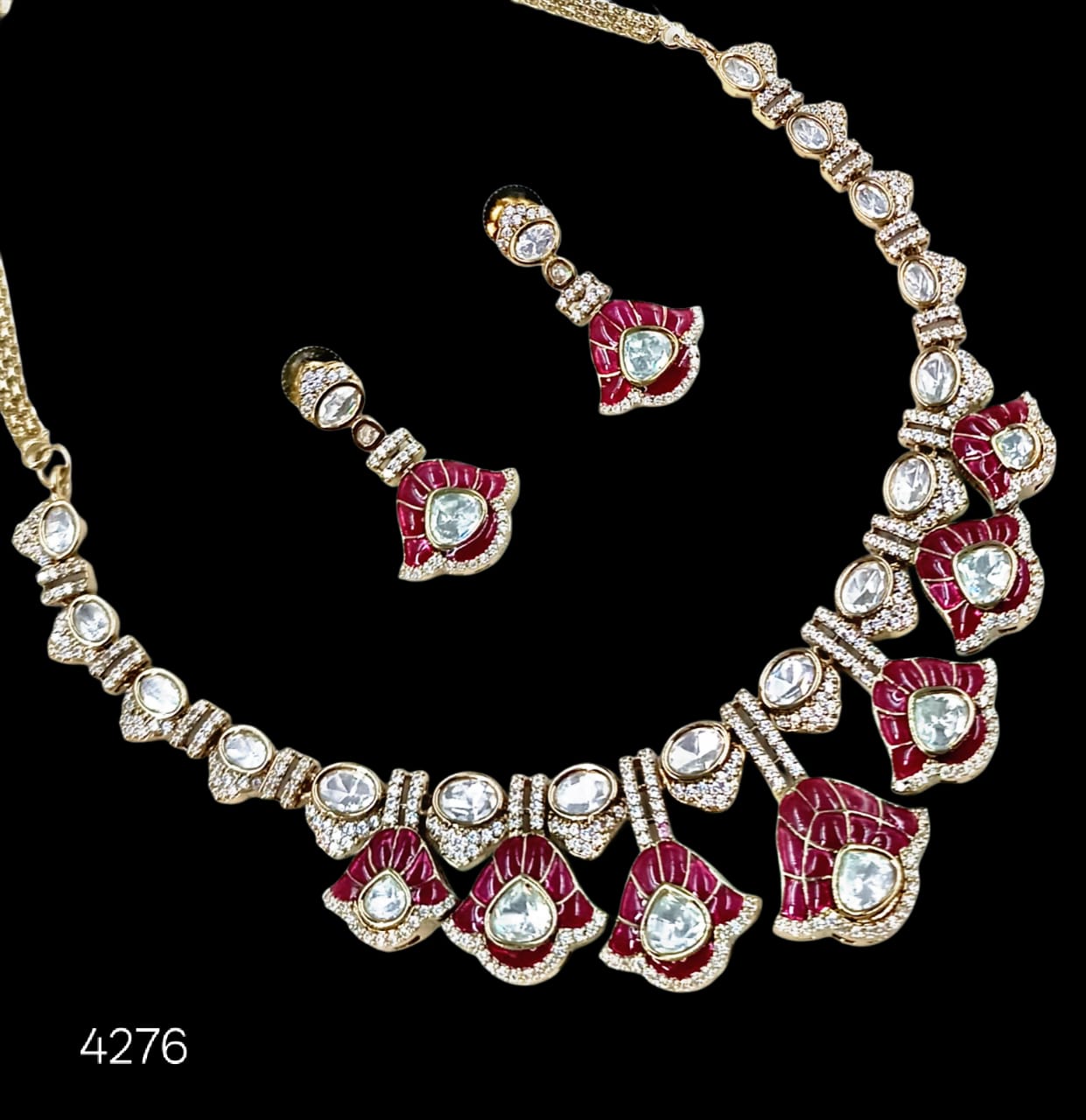 4276 MEHNDI POLISH KUNDAN SET  - SA00894PB