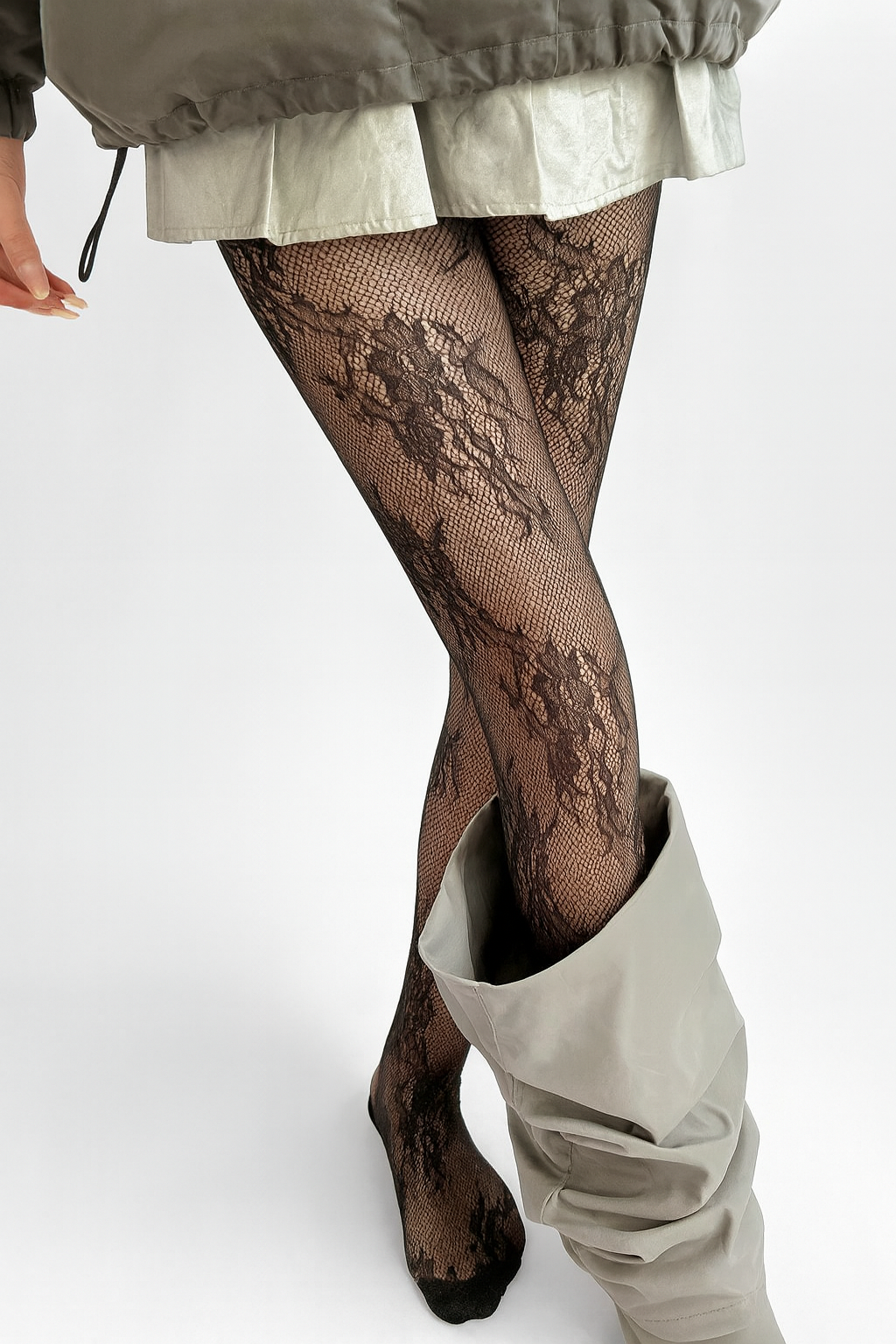 Elegant Lace Pattern Sheer Tights – Vintage Floral Mesh