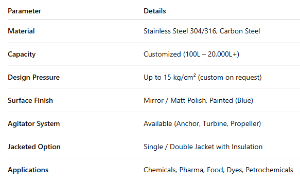 Industrial Stainless Steel Reactor Vessel