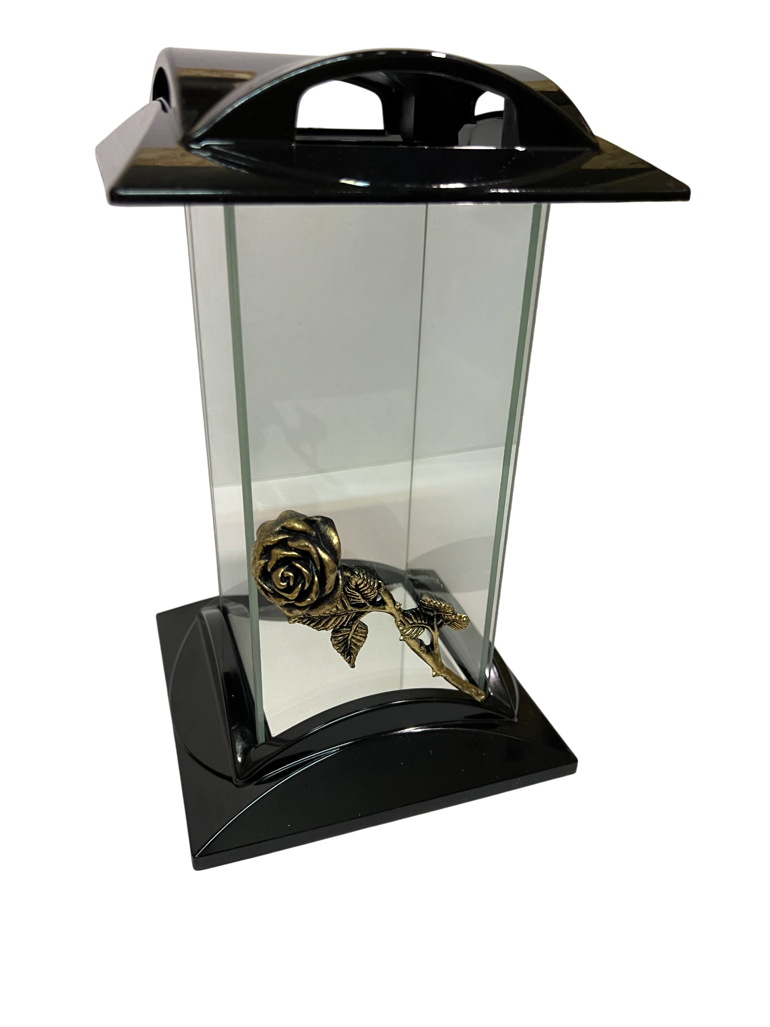 Žvakė auksinė su rože su 3D efektu