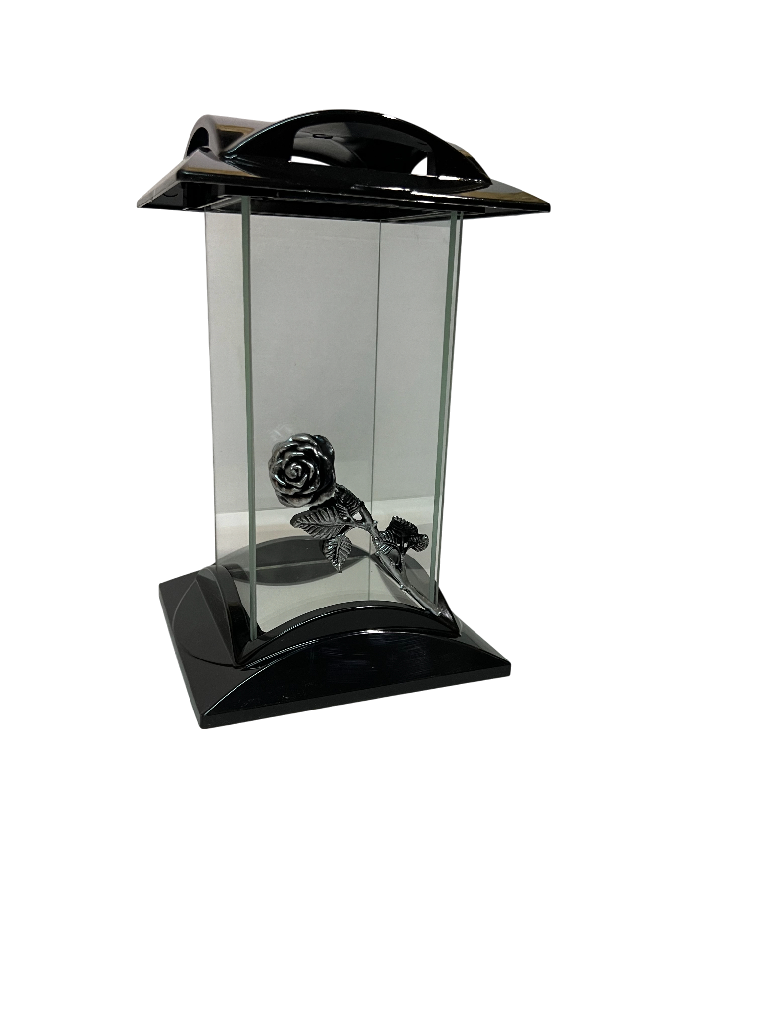 Žvakė sidabrinė su rože su 3D efektu