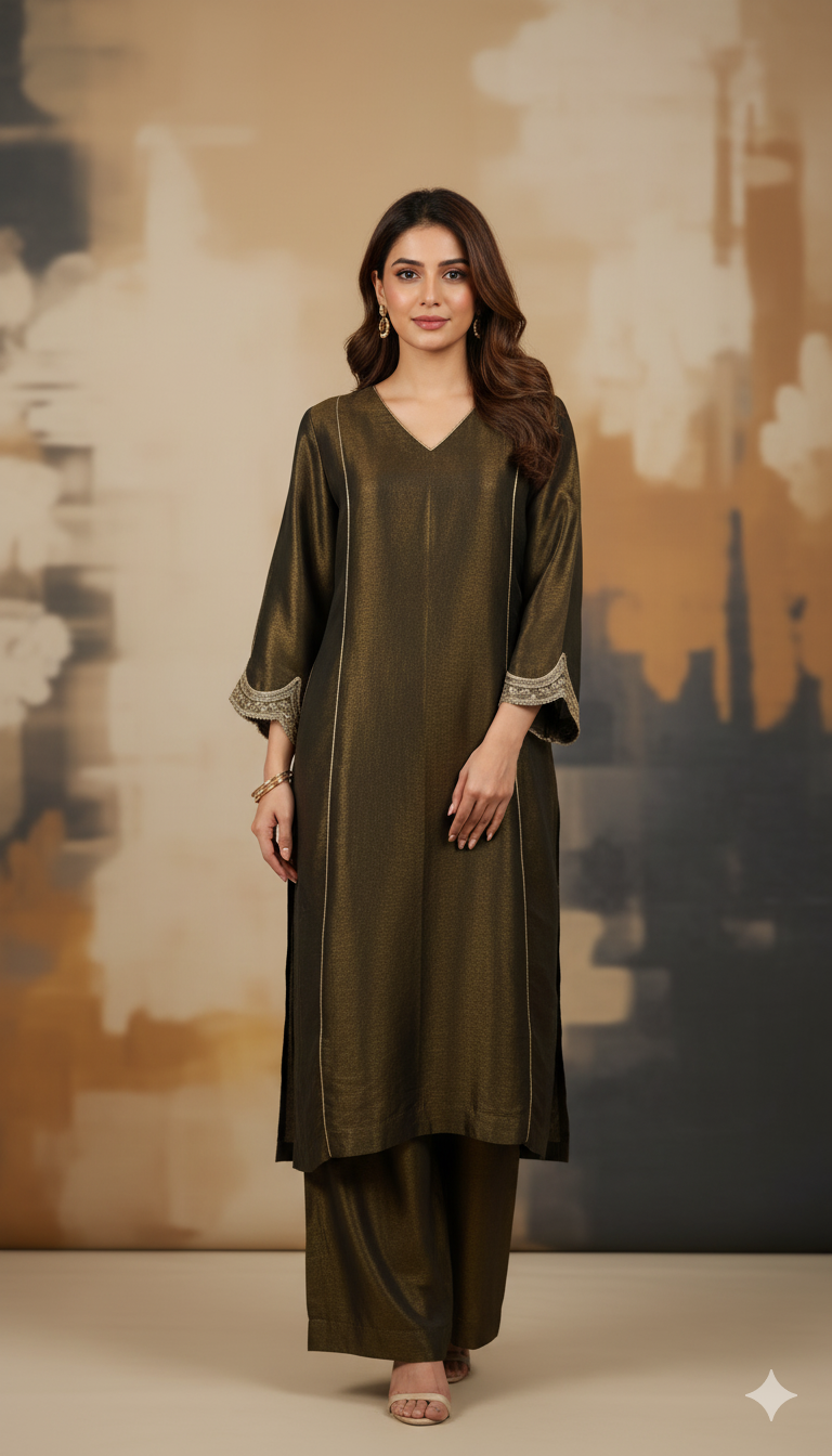 Olive Green Tissue Co-ord Set