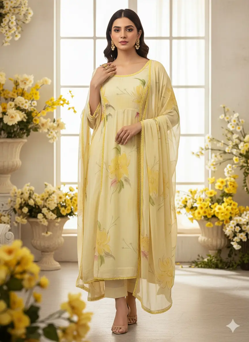 Ombre Yellow Handpainted Suit