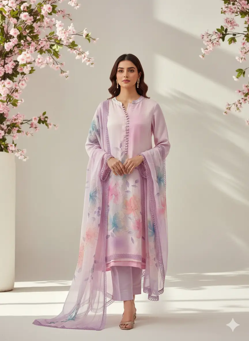Ombre Lavender Handpainted Suit