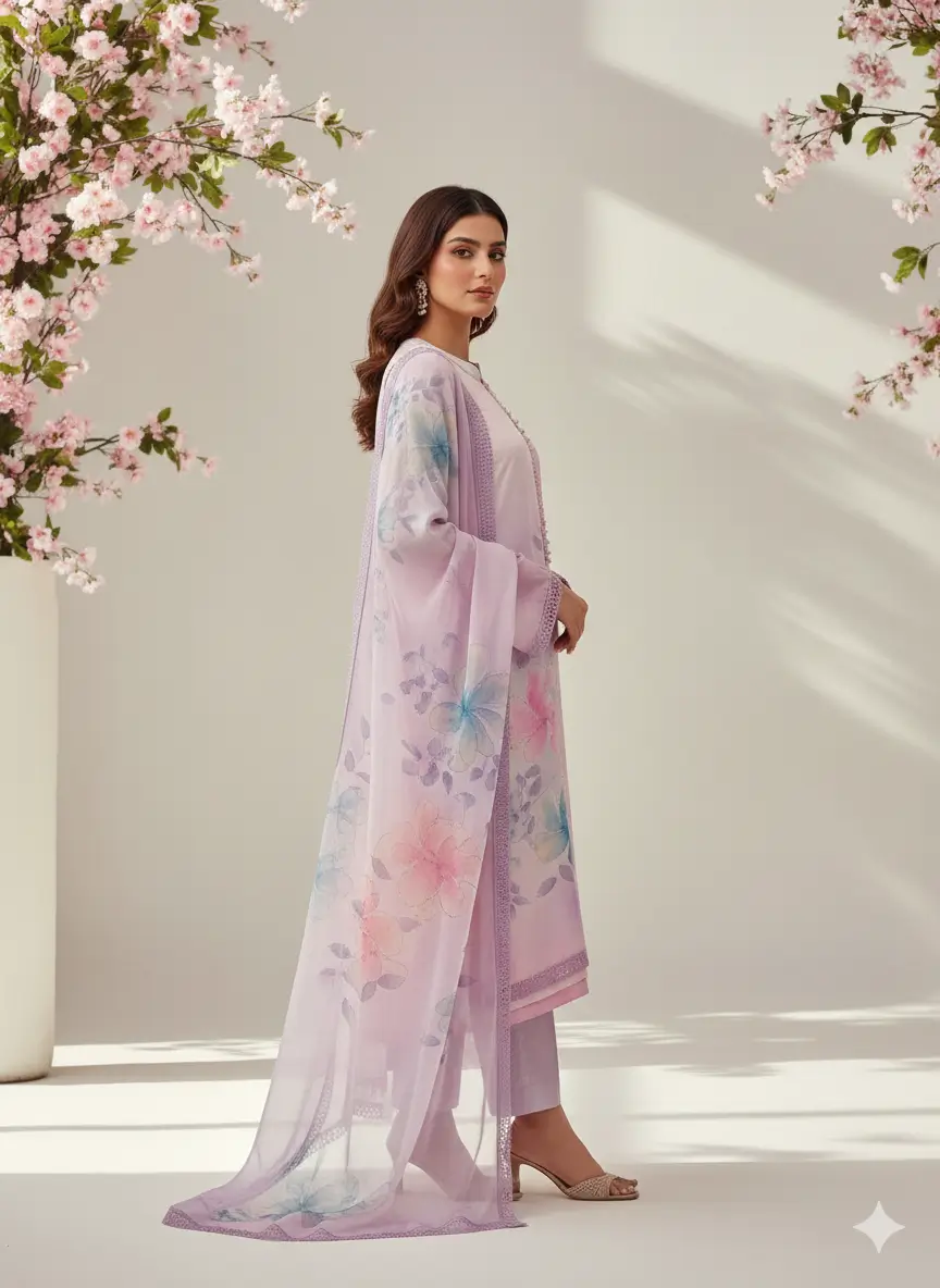 Ombre Lavender Handpainted Suit