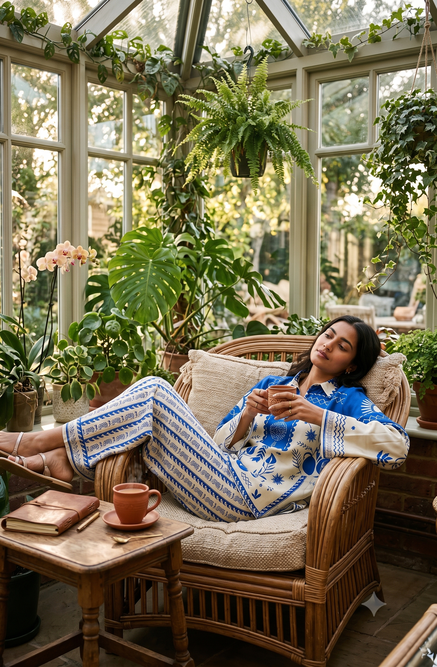 Aegean Blue Printed Cotton Blend Summer Co-Ord Set
