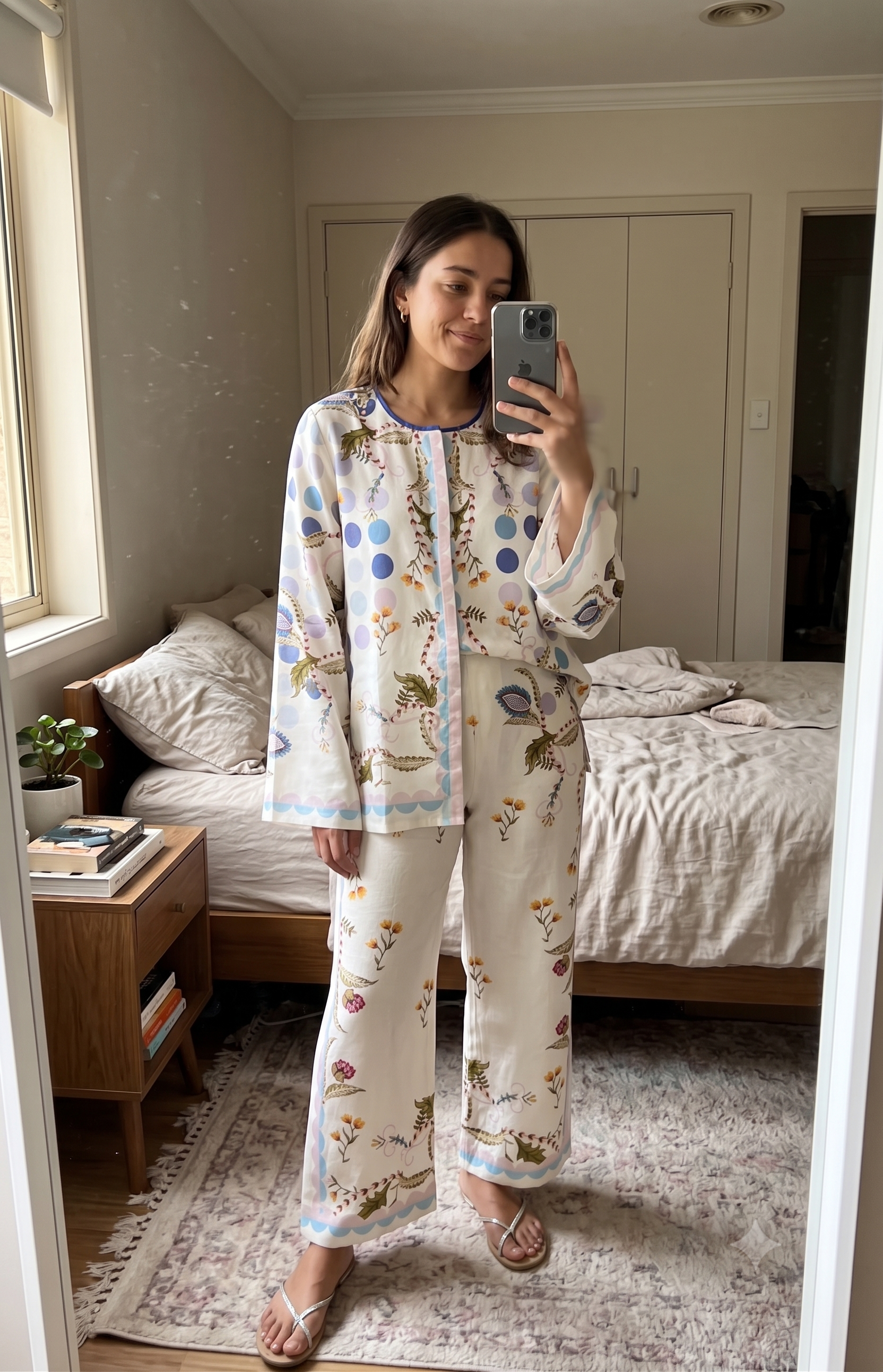 Polka Dot & Botanical Printed Cotton Blend Summer Co-Ord Set