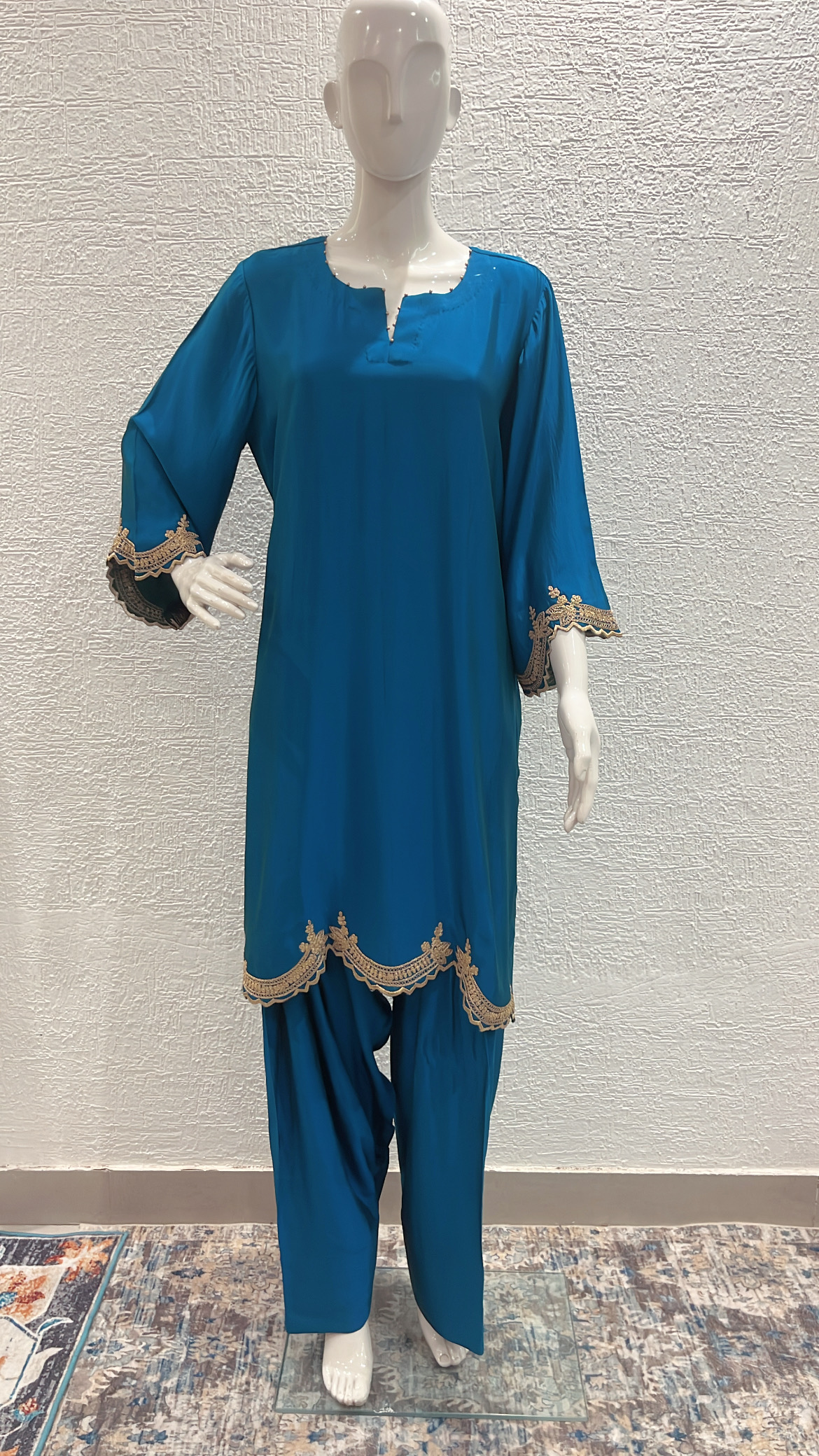 Peacock Blue Silk Co-ord set